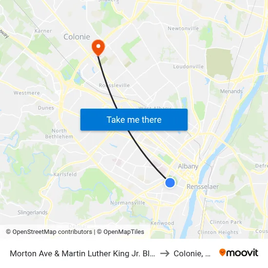 Morton Ave & Martin Luther King Jr. Blvd to Colonie, NY map