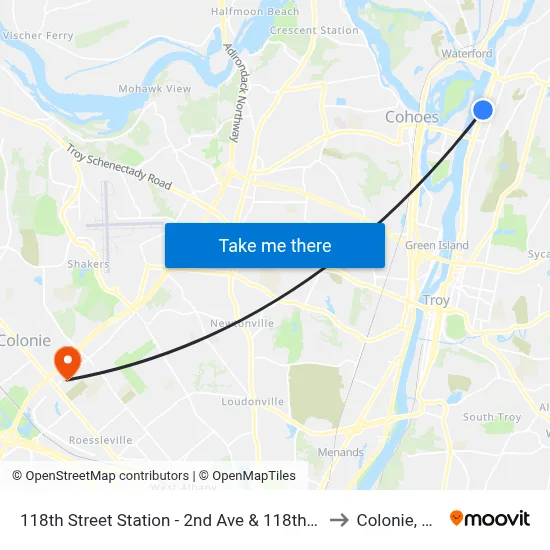 118th Street Station - 2nd Ave & 118th St to Colonie, NY map
