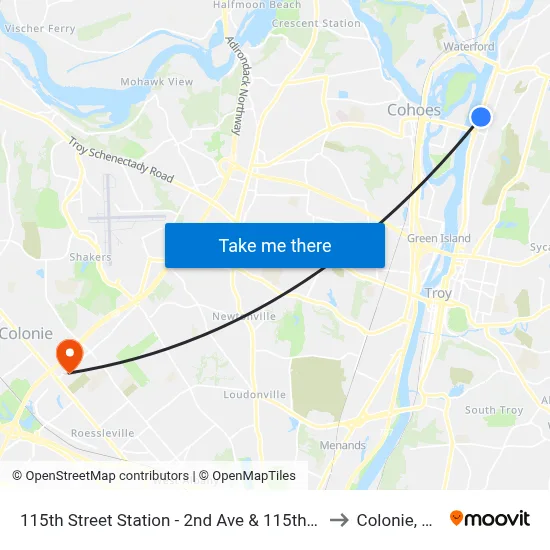 115th Street Station - 2nd Ave & 115th St to Colonie, NY map