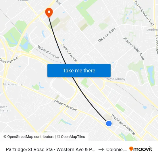 Partridge/St Rose Sta - Western Ave & Partridge St to Colonie, NY map