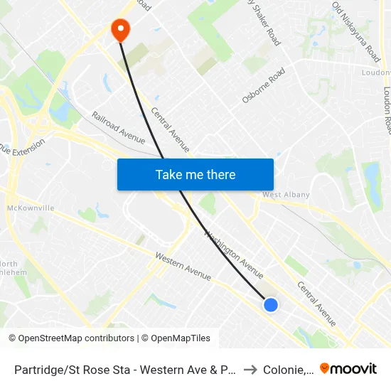 Partridge/St Rose Sta - Western Ave & Partridge St to Colonie, NY map