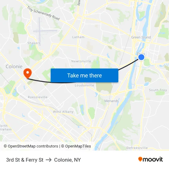 3rd St & Ferry St to Colonie, NY map