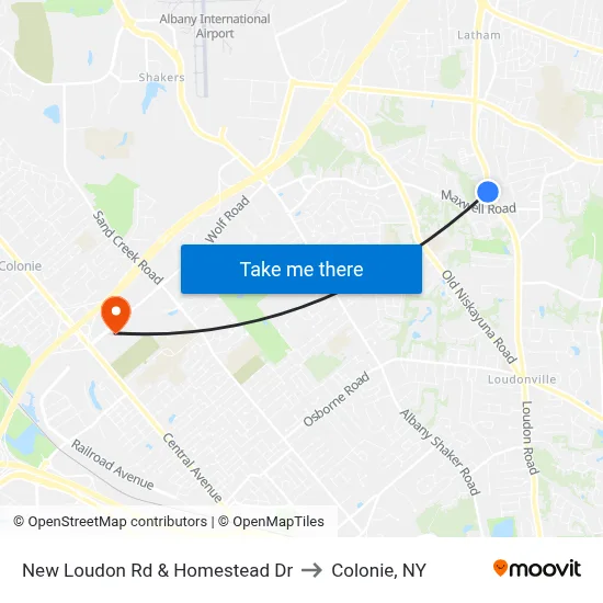 New Loudon Rd & Homestead Dr to Colonie, NY map