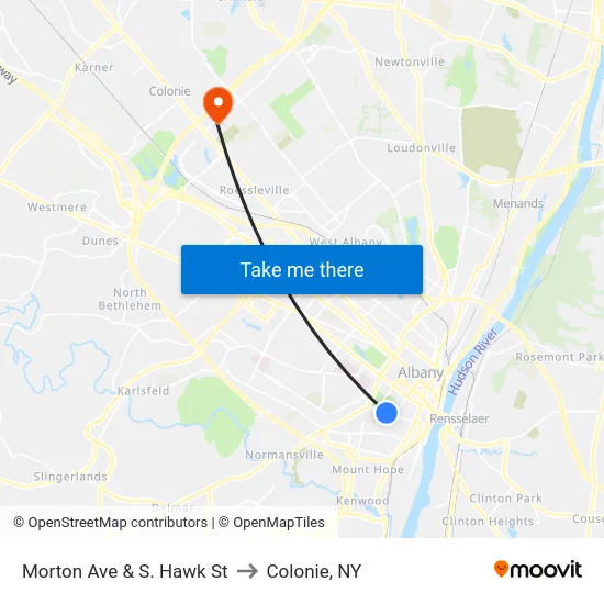 Morton Ave & S. Hawk St to Colonie, NY map