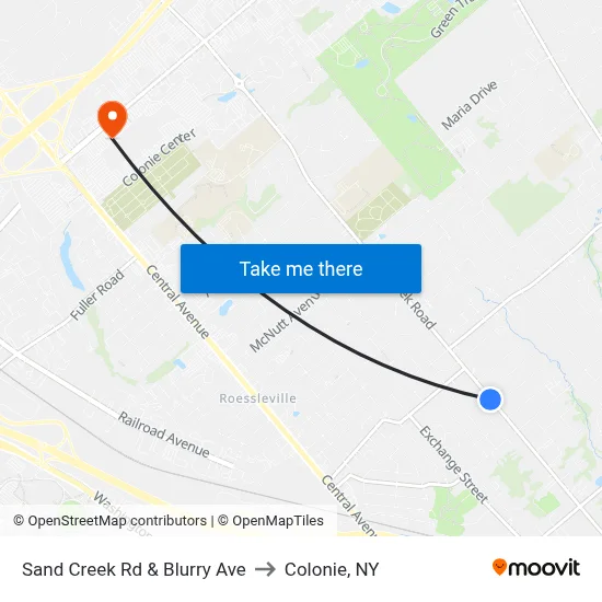 Sand Creek Rd & Blurry Ave to Colonie, NY map