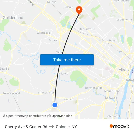 Cherry Ave & Custer Rd to Colonie, NY map