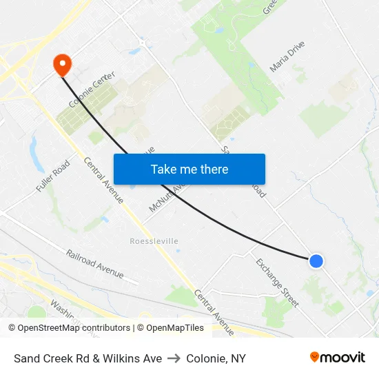 Sand Creek Rd & Wilkins Ave to Colonie, NY map
