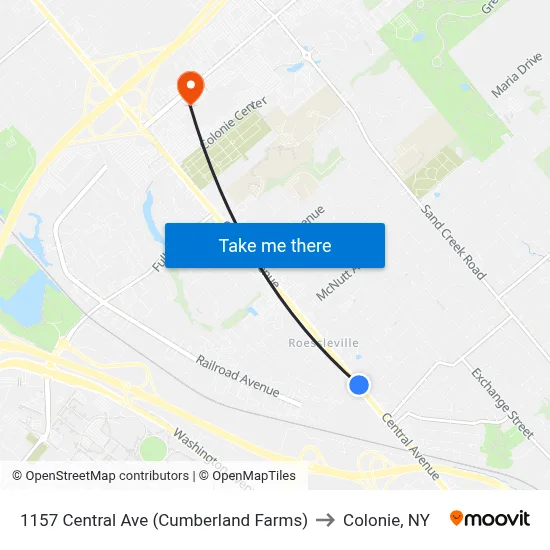 1157 Central Ave (Cumberland Farms) to Colonie, NY map