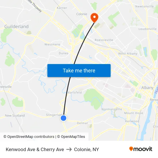 Kenwood Ave & Cherry Ave to Colonie, NY map