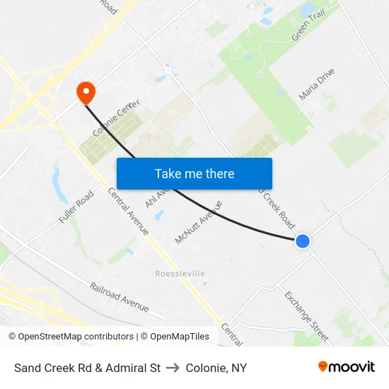 Sand Creek Rd & Admiral St to Colonie, NY map
