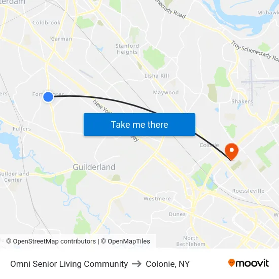 Omni Senior Living Community to Colonie, NY map