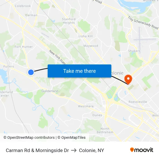 Carman Rd & Morningside Dr to Colonie, NY map