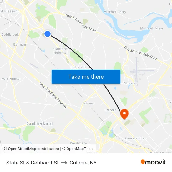 State St & Gebhardt St to Colonie, NY map