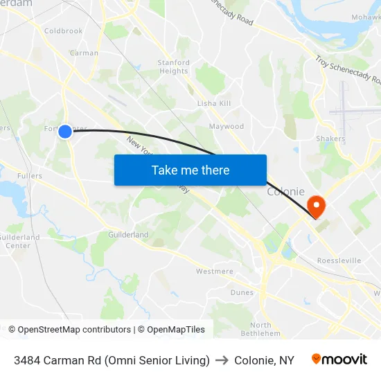3484 Carman Rd (Omni Senior Living) to Colonie, NY map