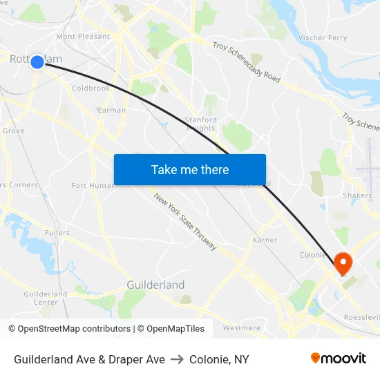 Guilderland Ave & Draper Ave to Colonie, NY map