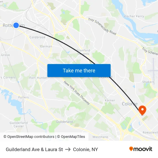 Guilderland Ave & Laura St to Colonie, NY map
