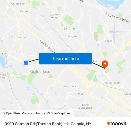 3900 Carman Rd (Trustco Bank) to Colonie, NY map