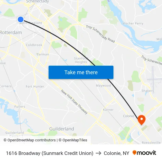 1616 Broadway (Sunmark Credit Union) to Colonie, NY map