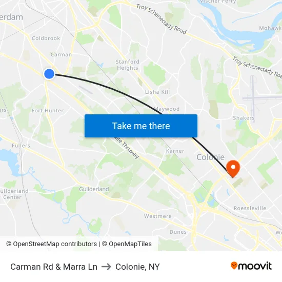 Carman Rd & Marra Ln to Colonie, NY map
