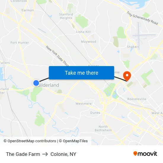 The Gade Farm to Colonie, NY map