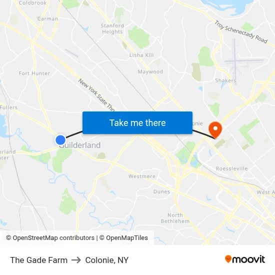 The Gade Farm to Colonie, NY map