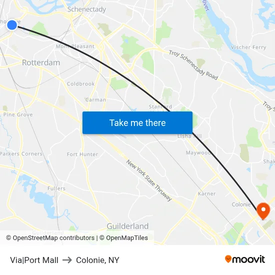 Via|Port Mall to Colonie, NY map