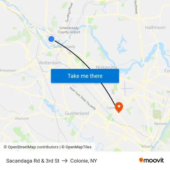 Sacandaga Rd & 3rd St to Colonie, NY map