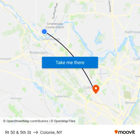 Rt 50  & 5th St to Colonie, NY map