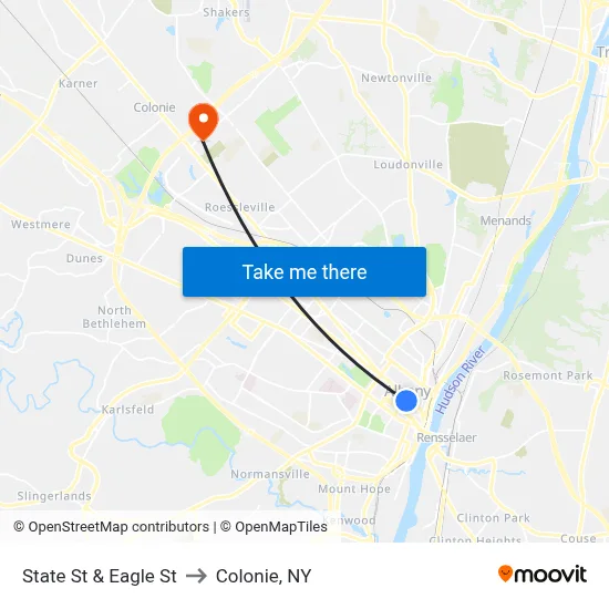 State St & Eagle St to Colonie, NY map