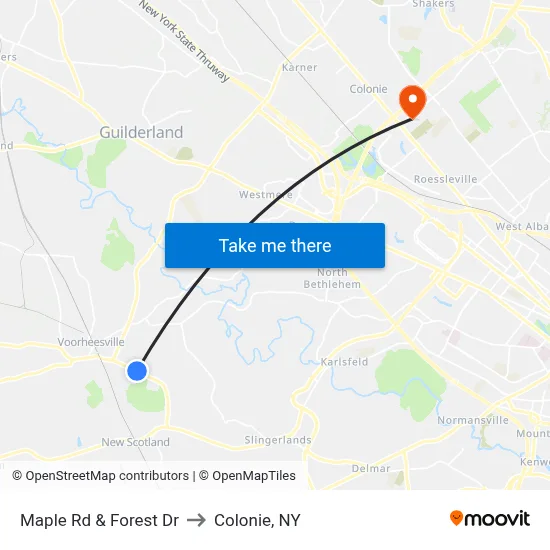 Maple Rd & Forest Dr to Colonie, NY map