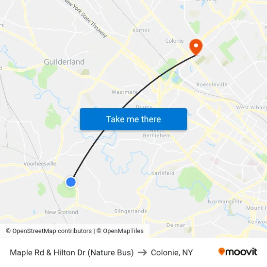Maple Rd & Hilton Dr (Nature Bus) to Colonie, NY map