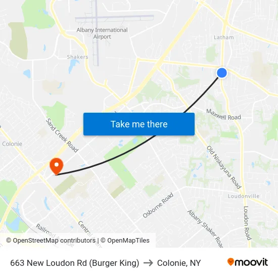 663 New Loudon Rd (Burger King) to Colonie, NY map