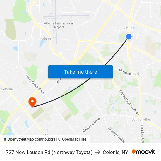 727 New Loudon Rd (Northway Toyota) to Colonie, NY map