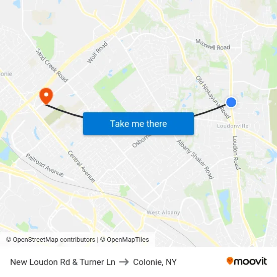 New Loudon Rd & Turner Ln to Colonie, NY map