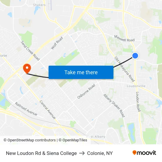 New Loudon Rd & Siena College to Colonie, NY map