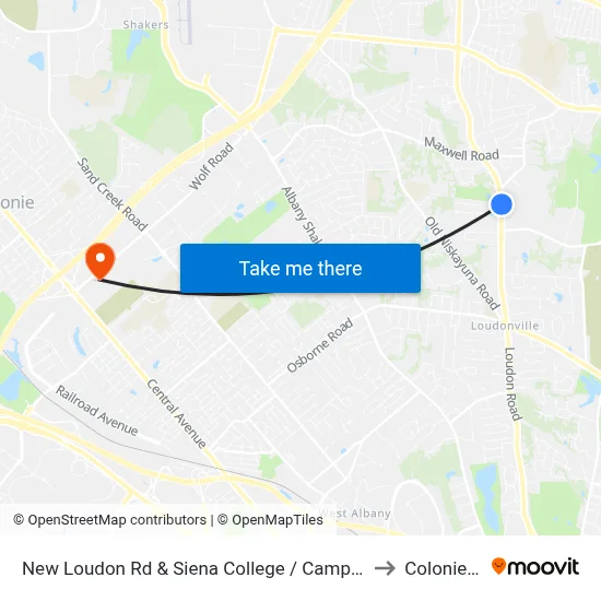 New Loudon Rd & Siena College / Campus View Dr to Colonie, NY map