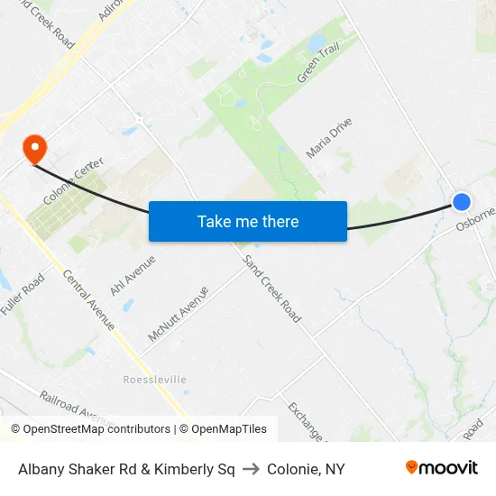Albany Shaker Rd &  Kimberly Sq to Colonie, NY map