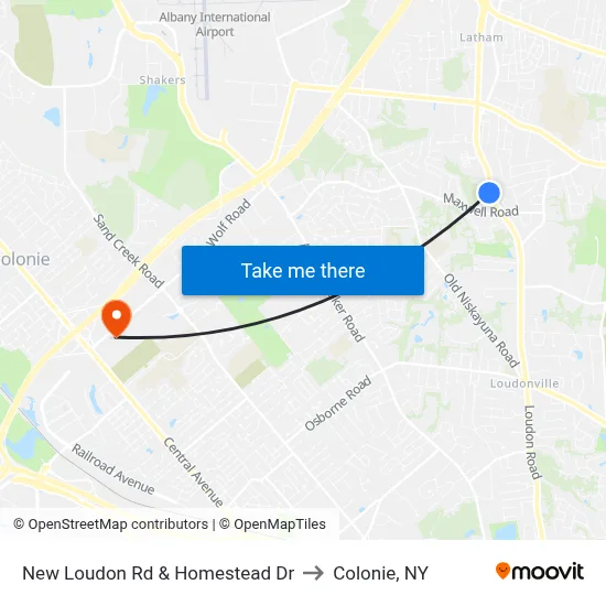 New Loudon Rd & Homestead Dr to Colonie, NY map