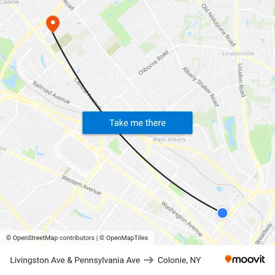 Livingston Ave & Pennsylvania Ave to Colonie, NY map