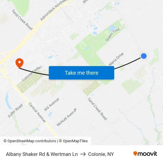 Albany Shaker Rd & Wertman Ln to Colonie, NY map