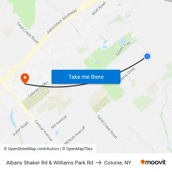 Albany Shaker Rd & Williams Park Rd to Colonie, NY map