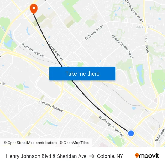 Henry Johnson Blvd & Sheridan Ave to Colonie, NY map