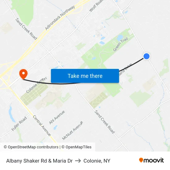 Albany Shaker Rd & Maria Dr to Colonie, NY map