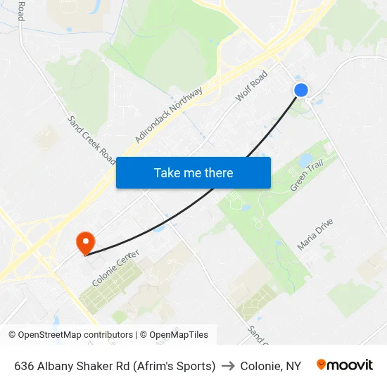 636 Albany Shaker Rd (Afrim's Sports) to Colonie, NY map