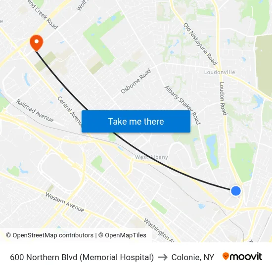 600 Northern Blvd (Memorial Hospital) to Colonie, NY map