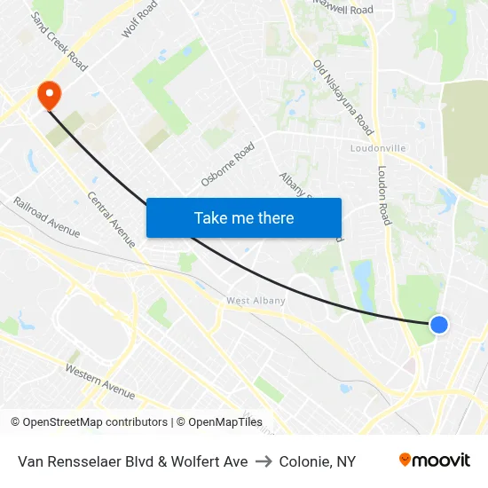 Van Rensselaer Blvd & Wolfert Ave to Colonie, NY map