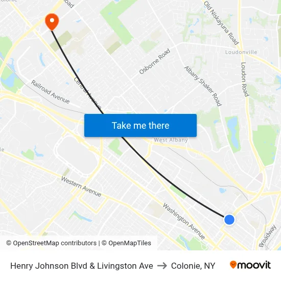 Henry Johnson Blvd & Livingston Ave to Colonie, NY map