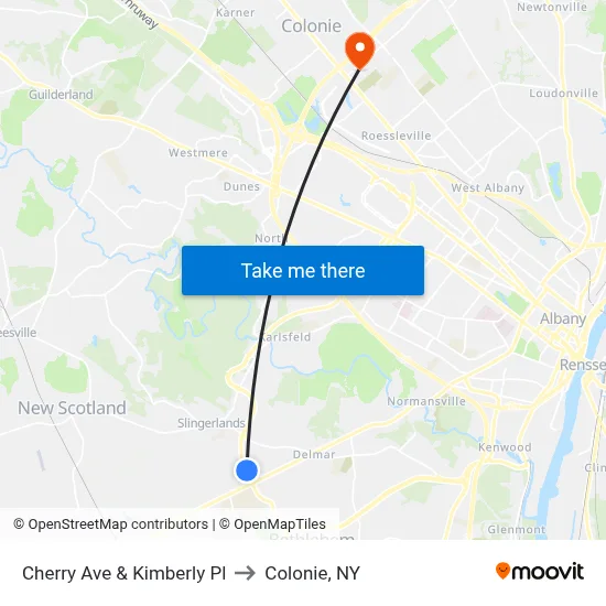 Cherry Ave & Kimberly Pl to Colonie, NY map