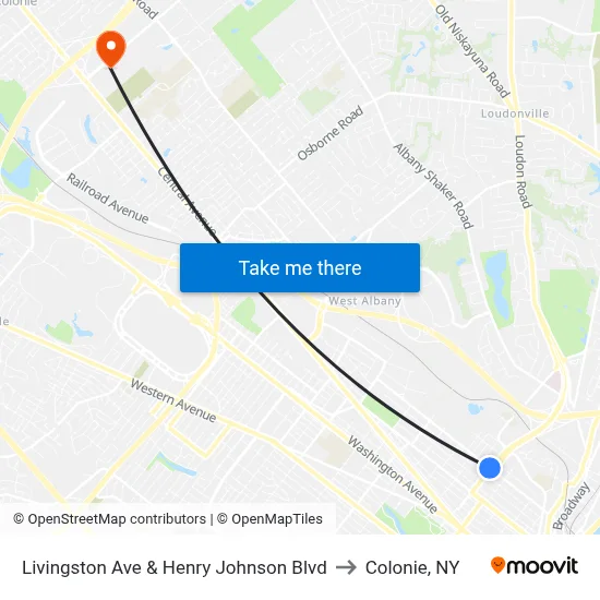 Livingston Ave & Henry Johnson Blvd to Colonie, NY map