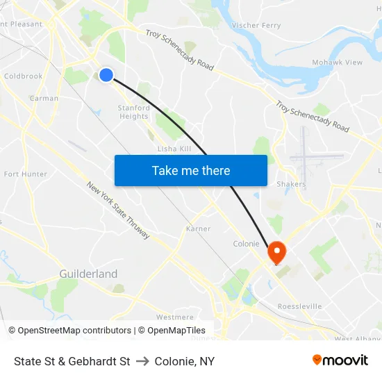 State St & Gebhardt St to Colonie, NY map